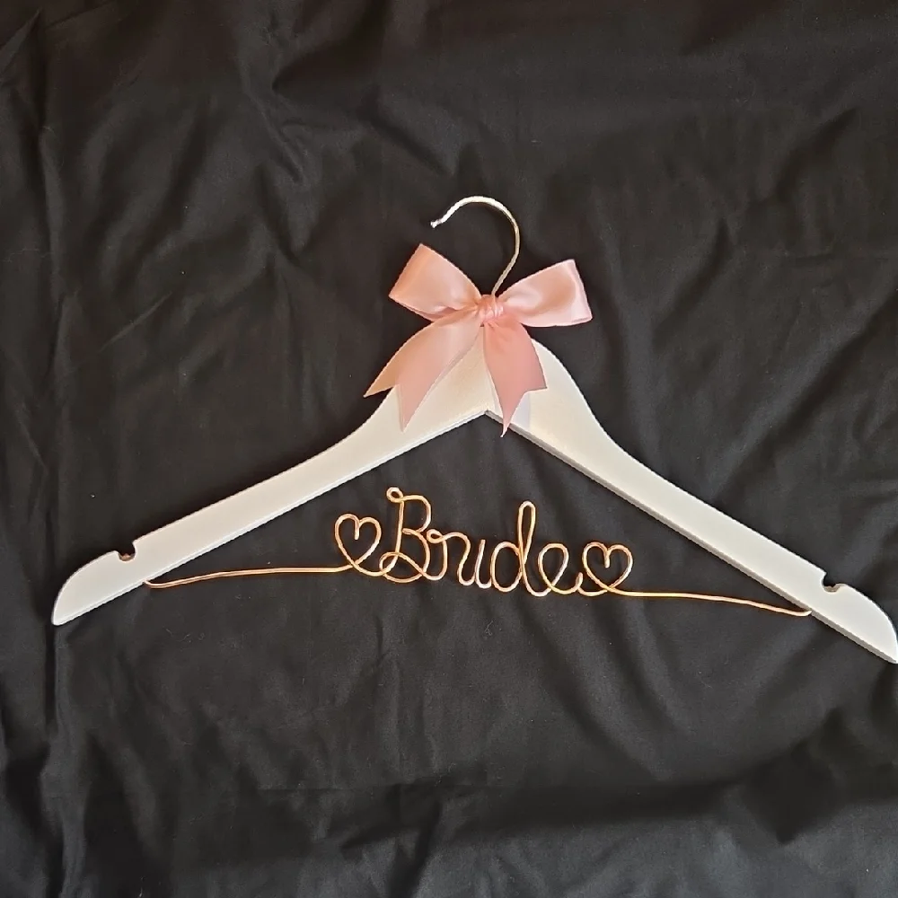 White Bride Hanger with Pink Bow